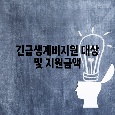 긴급생계비지원 대상 및 지원금액