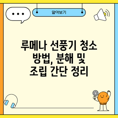 루메나 선풍기 청소 방법, 분해 및 조립 간단 정리