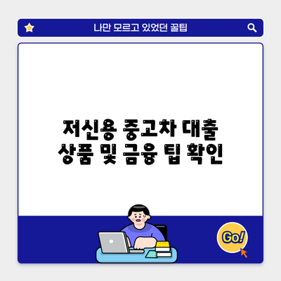 저신용 중고차 대출 상품 및 금융 팁 확인