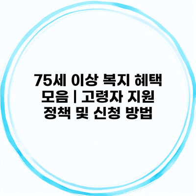 75세 이상 복지 혜택 모음 | 고령자 지원 정책 및 신청 방법
