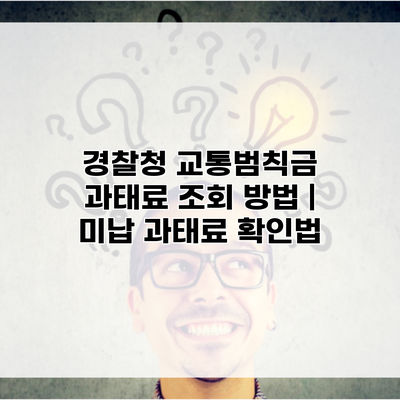 경찰청 교통범칙금 과태료 조회 방법 | 미납 과태료 확인법
