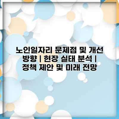 노인일자리 문제점 및 개선 방향 | 현장 실태 분석 | 정책 제안 및 미래 전망