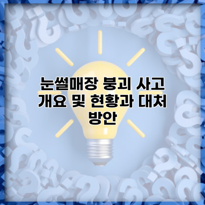 눈썰매장 붕괴 사고 개요 및 현황과 대처 방안