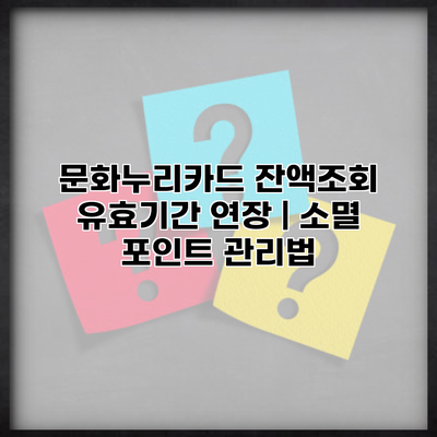 문화누리카드 잔액조회 유효기간 연장 | 소멸 포인트 관리법