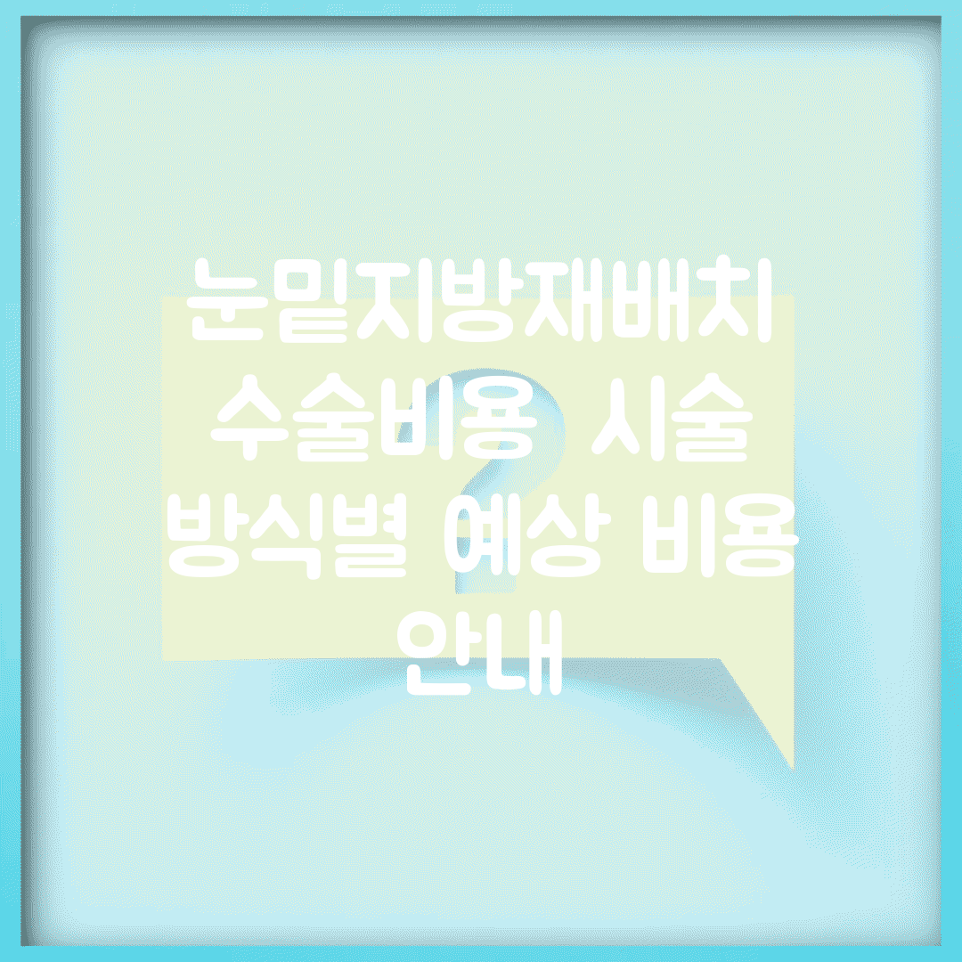눈밑지방재배치 수술비용 | 시술 방식별 예상 비용 안내