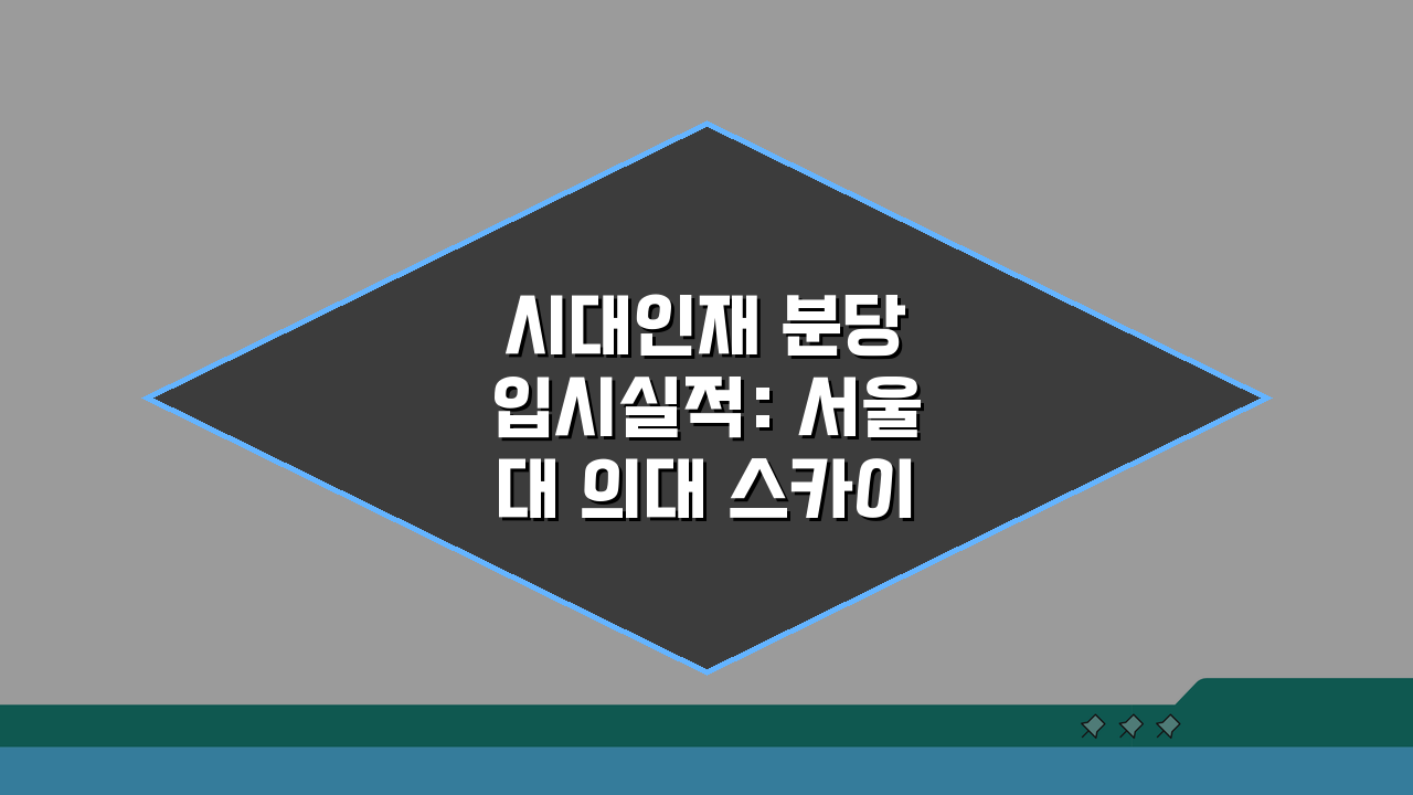 시대인재 분당 입시실적: 서울대 의대 스카이 합격현황 분석은?
