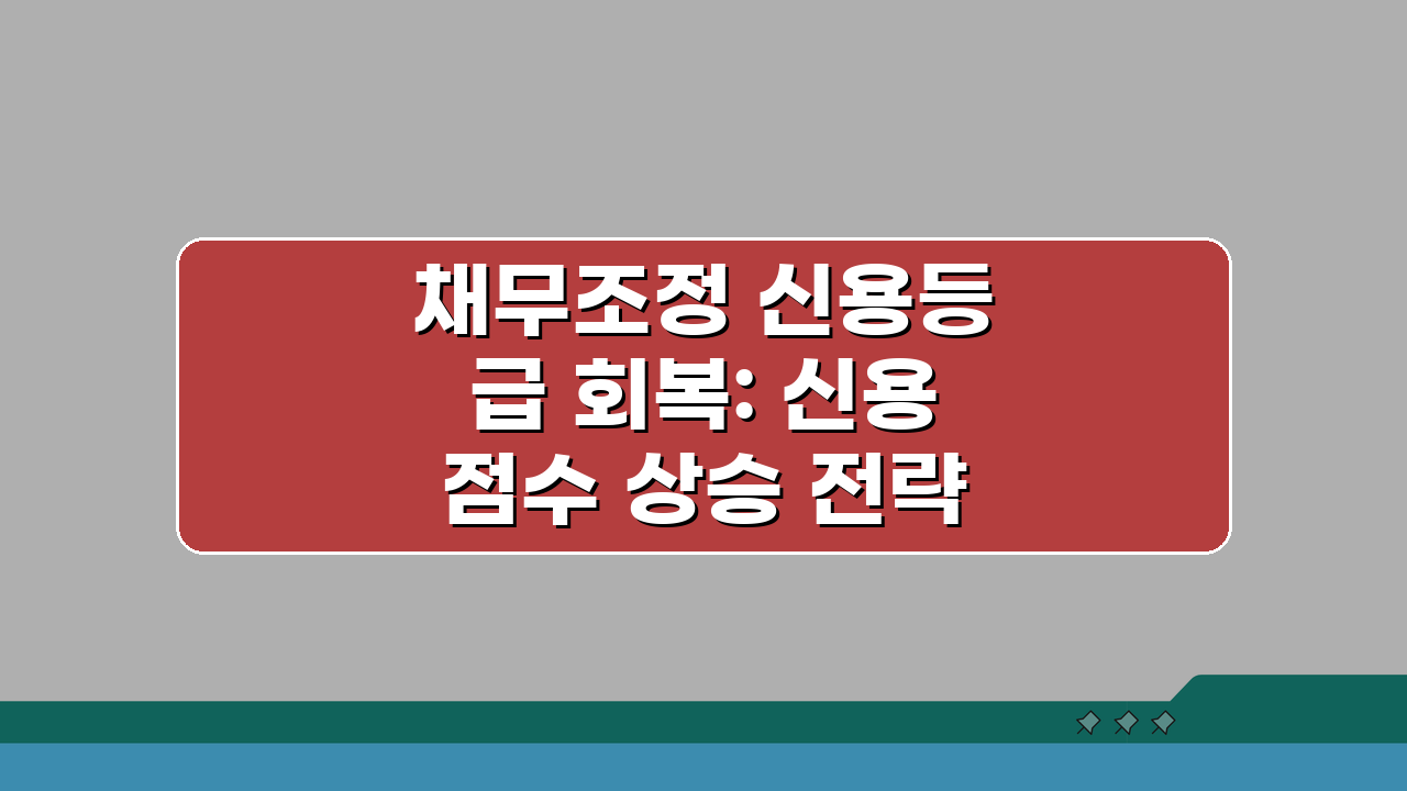 채무조정 신용등급 회복: 신용점수 상승 전략 5가지